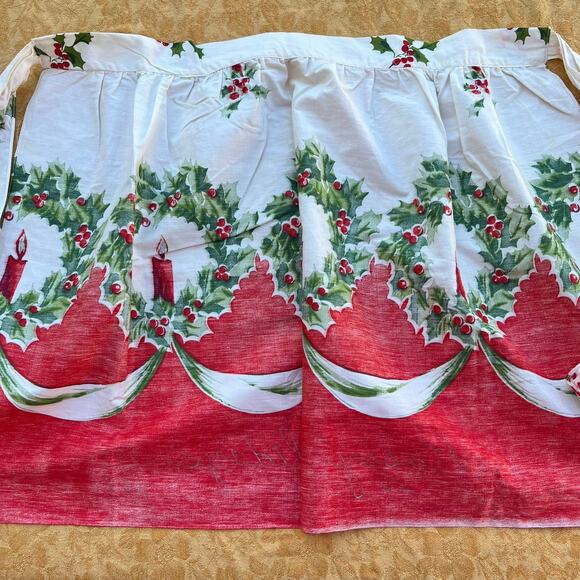 Happy Holidays Candle & Wreath Tie Half Apron - Picture 6 of 6